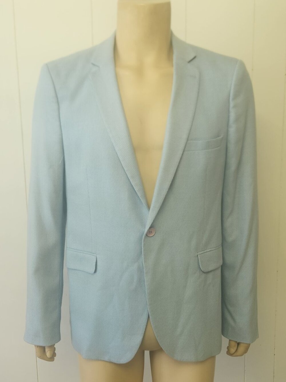 sky blue sport coat 42R men's soft flannel Efendi one button